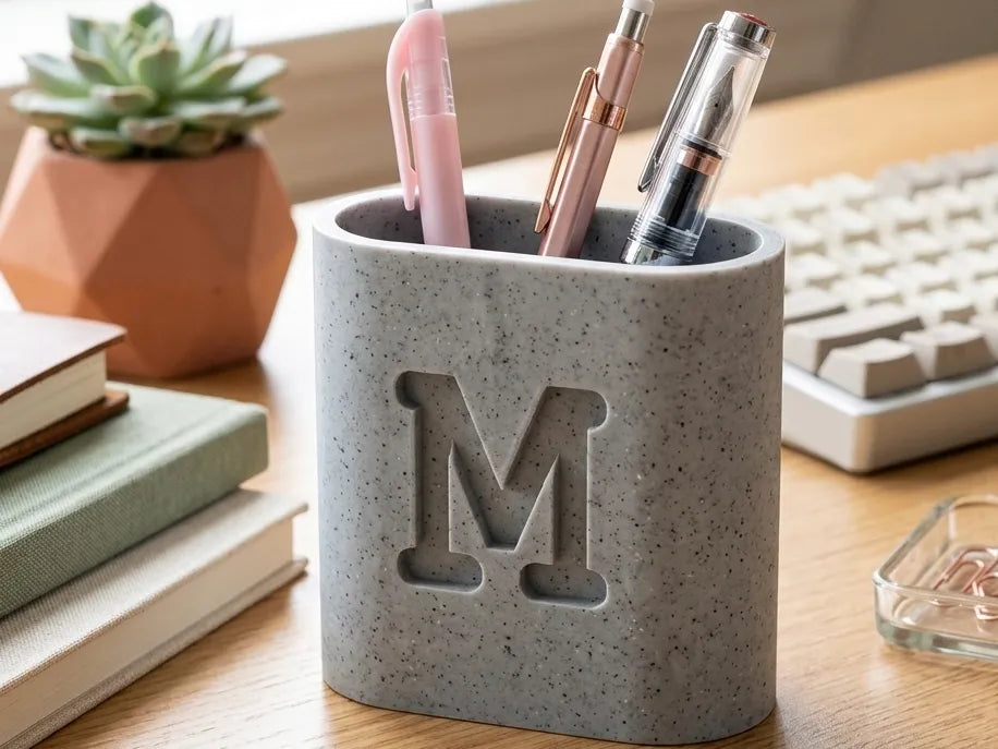 Marble monogram pen stand