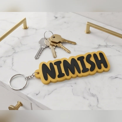 Block letter name keychain — styled view 1