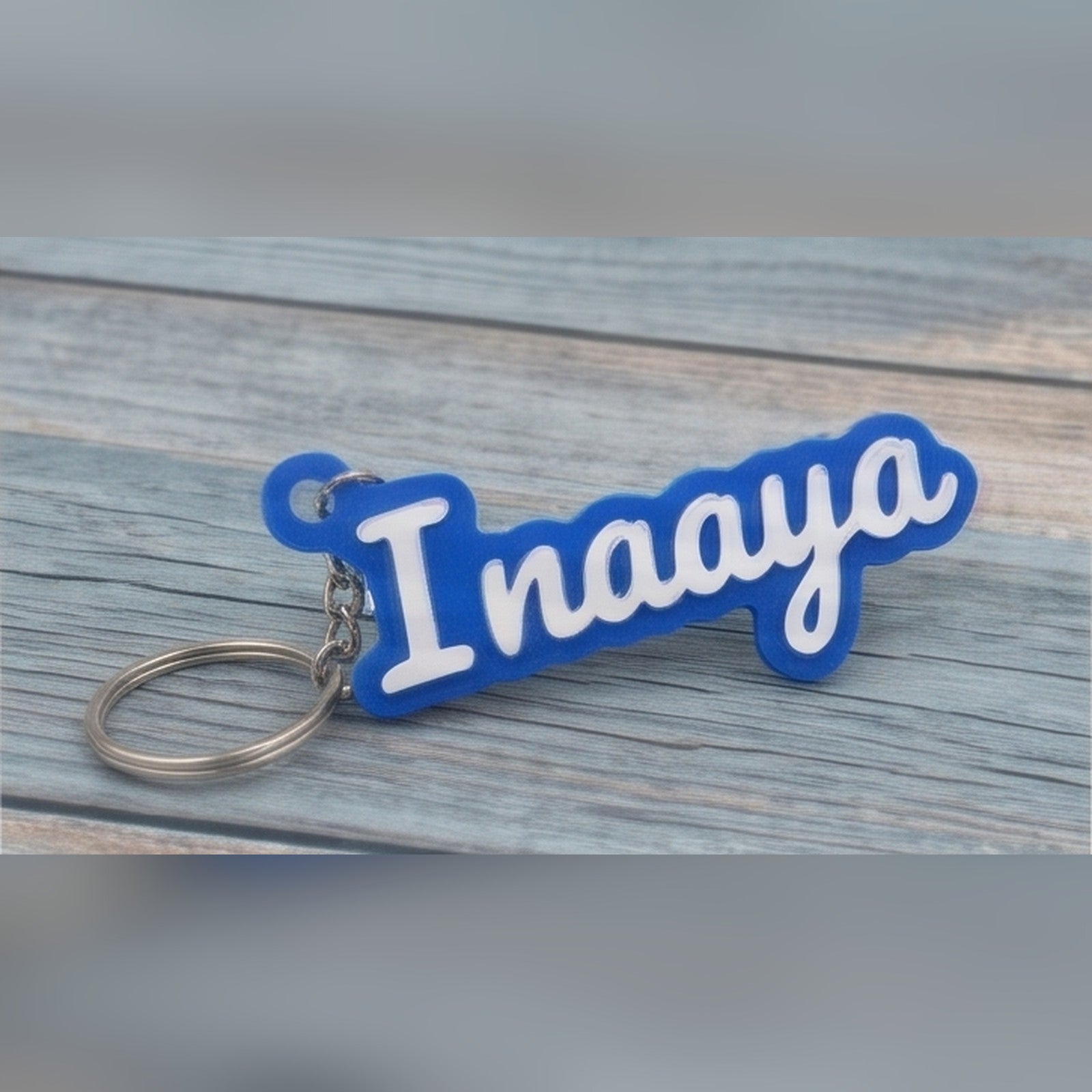 Cursive name keychain — styled view 1