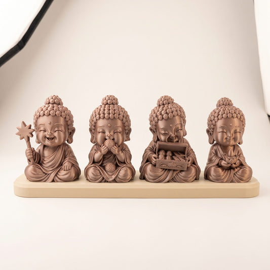 Diwali Buddhas — Set of Four — studio front view