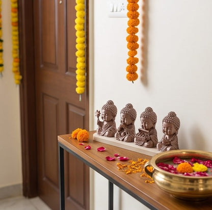 Diwali Buddhas — Set of Four — on an entrance console