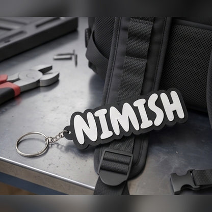 Block letter name keychain — styled view 3
