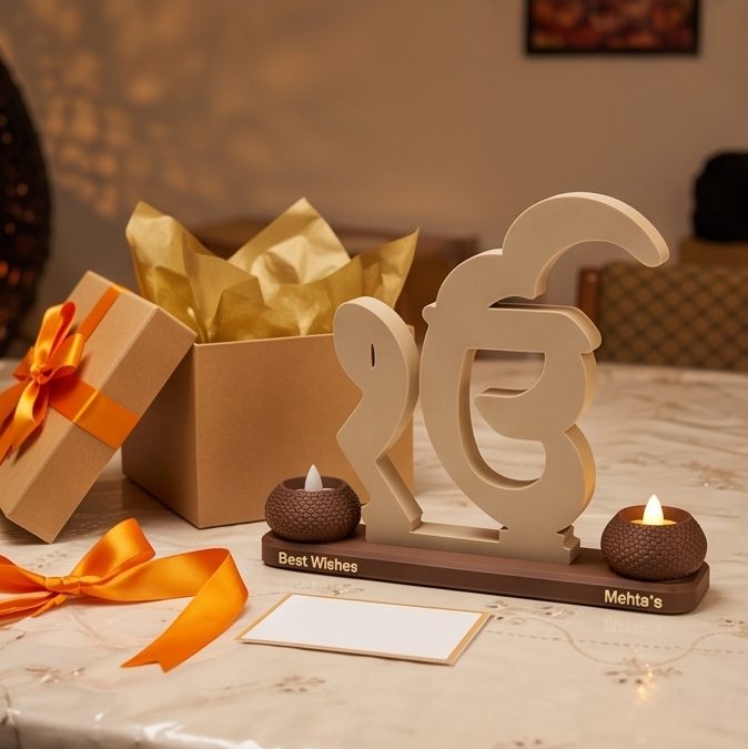 Ik Onkar Stand with Twin Diyas — as a Diwali gift