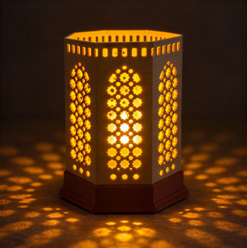 Kumiko Lantern — Jharokha — glowing in the dark