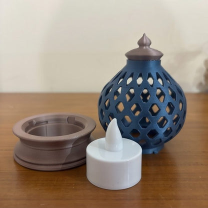 Kumiko Lantern — Kandil — globe, base and LED tealight