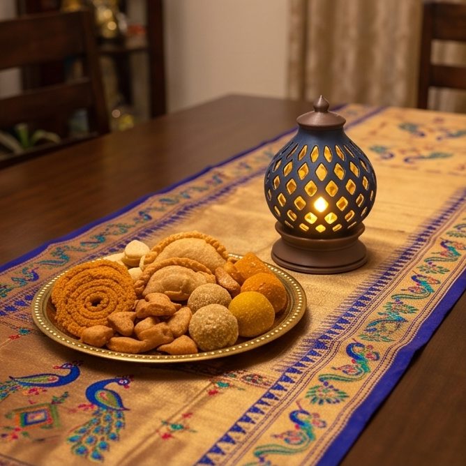 Kumiko Lantern — Kandil — on a festive dining table