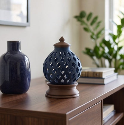 Kumiko Lantern — Kandil — on a sideboard
