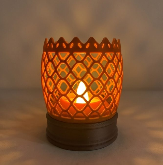 Kumiko Lantern — Lehariya — glowing softly
