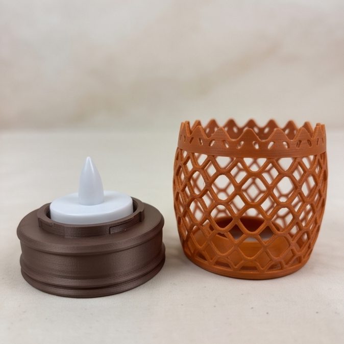 Kumiko Lantern — Lehariya — lattice, base and LED tealight