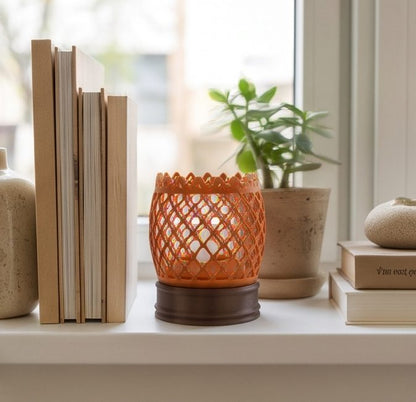 Kumiko Lantern — Lehariya — on a bookshelf