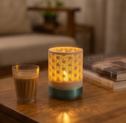 Kumiko Tealight Lamp — on a coffee table