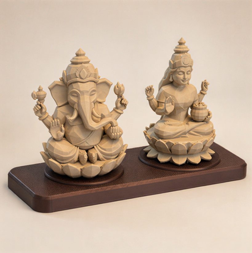 Lakshmi Ganesh on Base — angled view