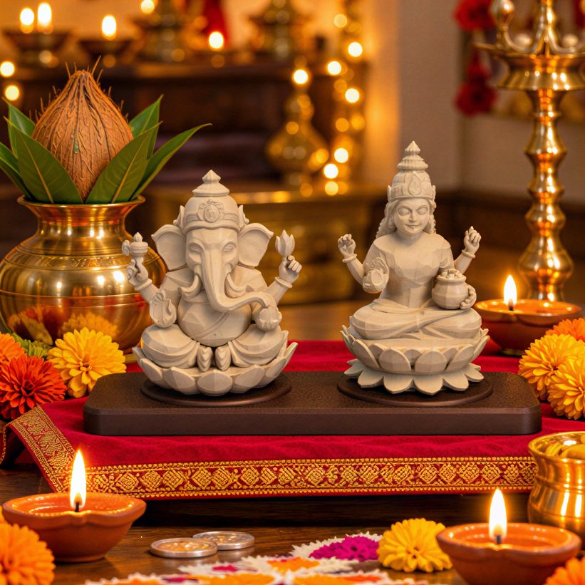 Lakshmi Ganesh on Base — at a Diwali puja