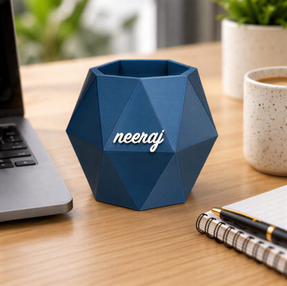 Octagon Name Box — on a work desk