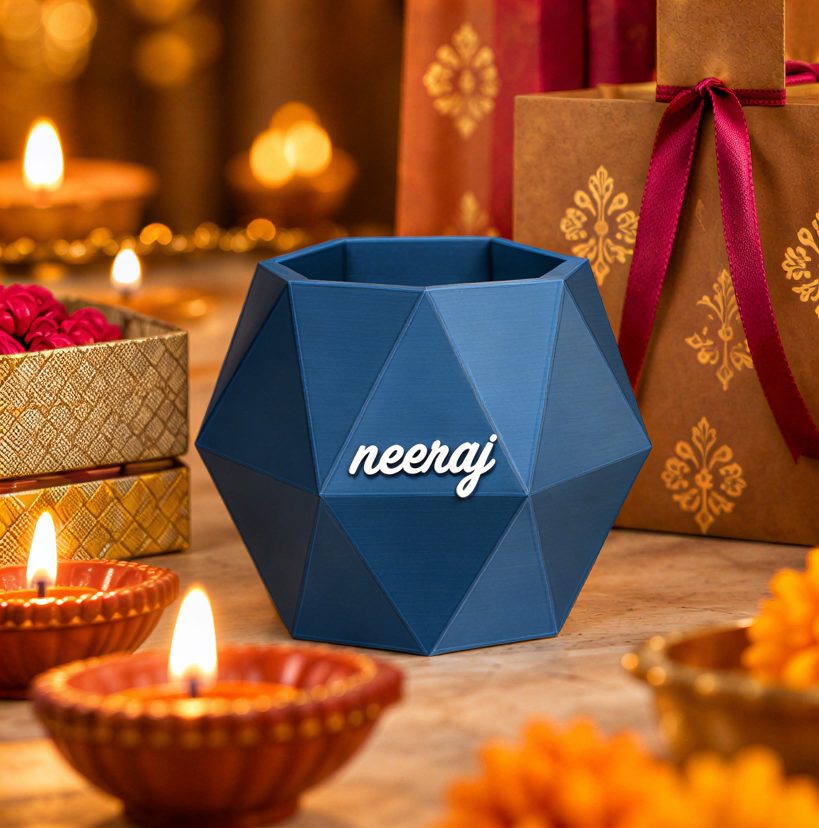 Octagon Name Box — with Diwali gifts and diyas