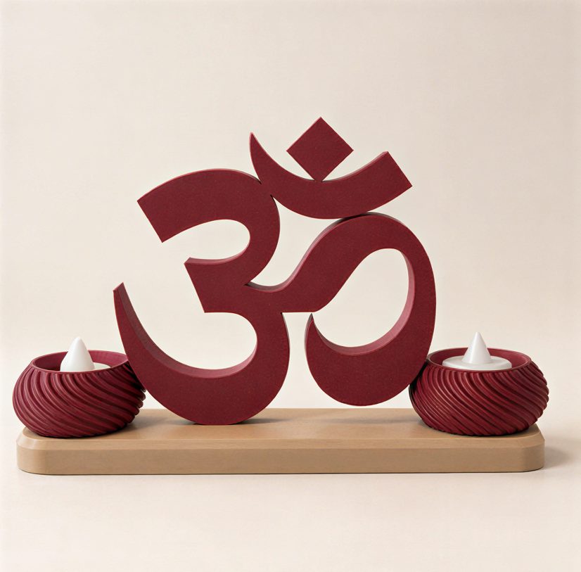 Small OM Stand with Twin Diyas — studio front view